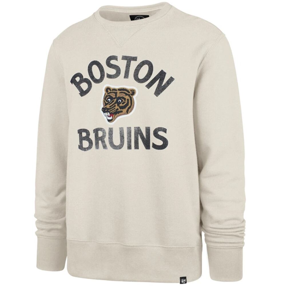 '47 Boston Bruins Bear 1992 Crew Sweatshirt Beige Embroidered Logo Medium